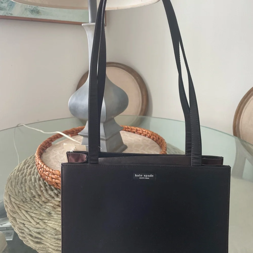 KATE SPADE Vintage Original 90's Black Nylon Sam Box Tote Shoulder Bag